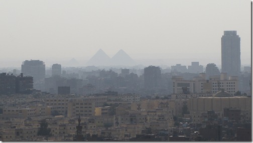 Pyramids Across Cairo Skyline